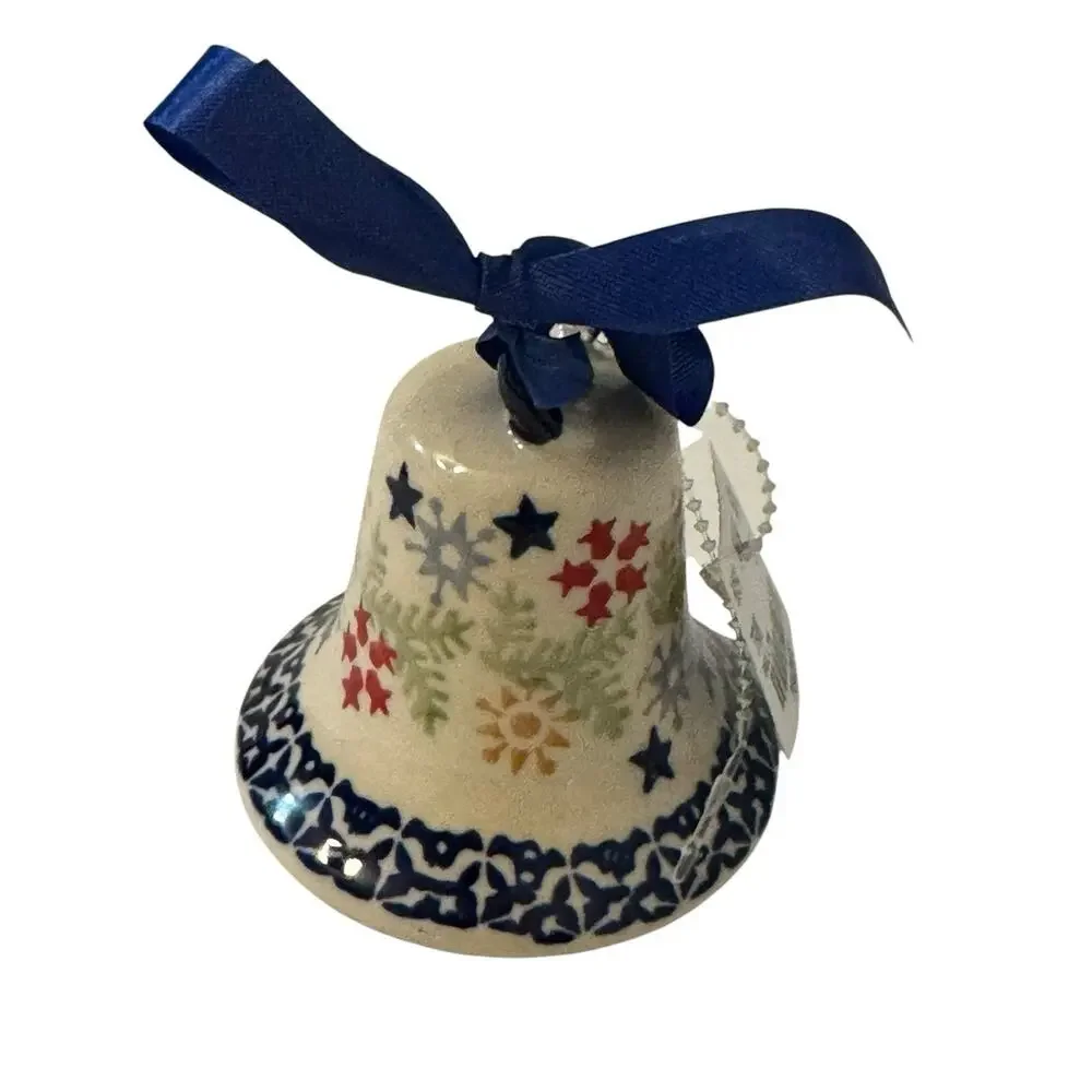 Boleslawiec Polish Pottery Bell Collectible Small 3” Tall Hand Made Numbered NWT